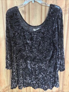 Vintage Decree Y2K Burnout Velvet Long Sleeve Babydoll Top